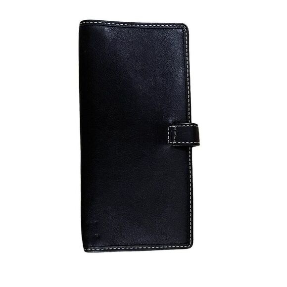 Coach ~ Black Wallet/Card holder ~ Lilac Interior ~ smooth leather ~ strap/snap - Picture 2 of 8